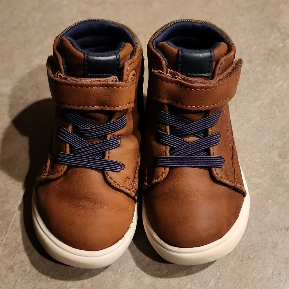 WONDER NATION Kids Brown Hi-Top Boots Size 5